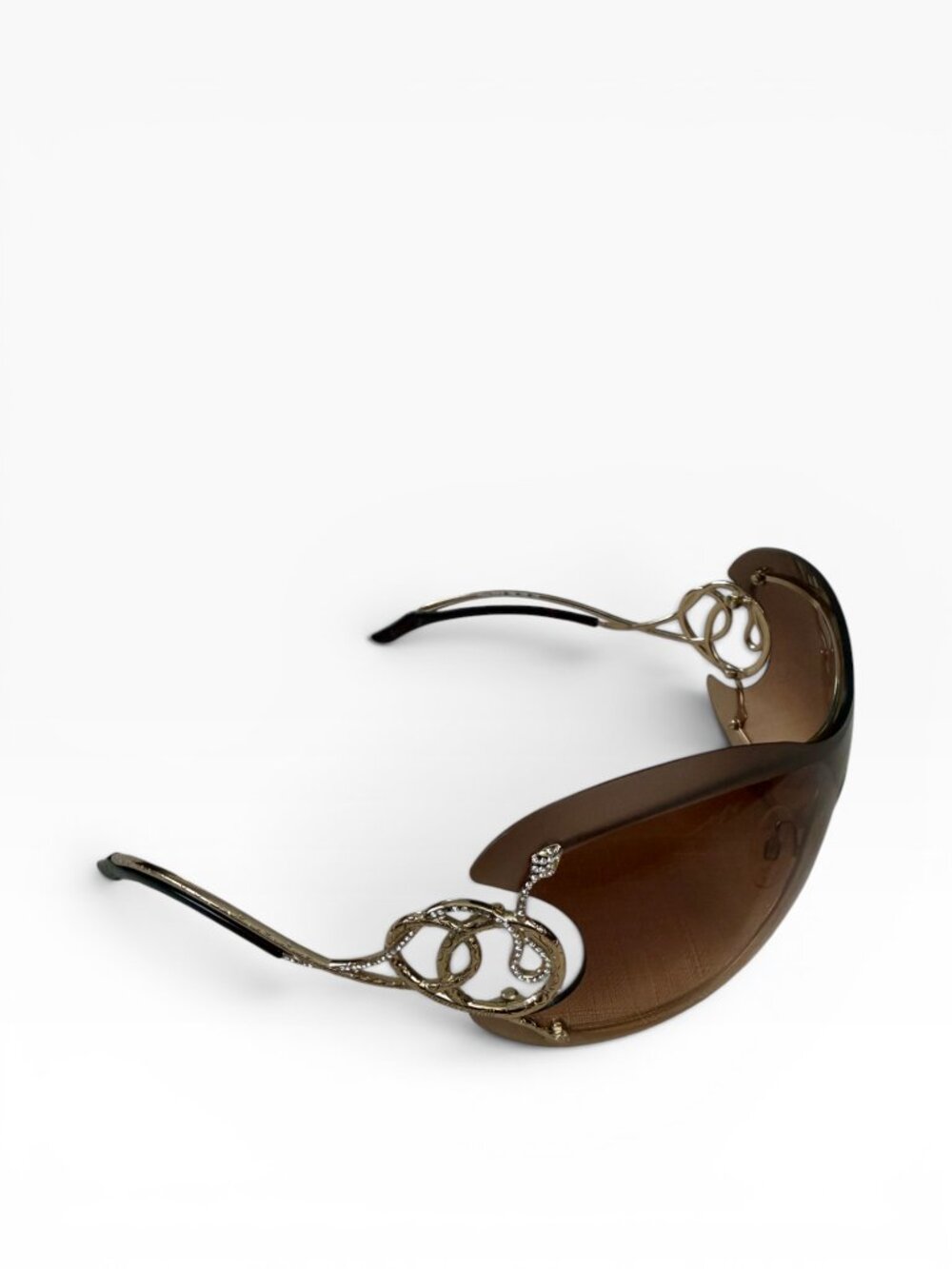 Roberto Cavalli Serpentine Shield Sunglasses Crystal Snake + Original Case